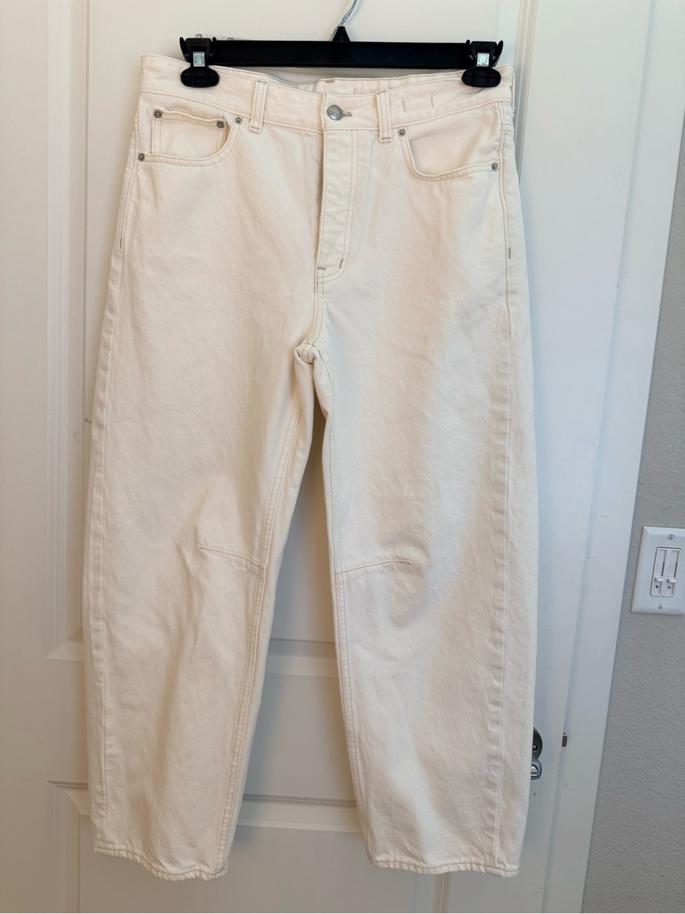 Cream High-Waist Straight Leg Jeans
